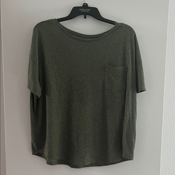 Old Navy Linen Blend Boyfriend Pocket Tee Olive Green Tee XL - Picture 1 of 5